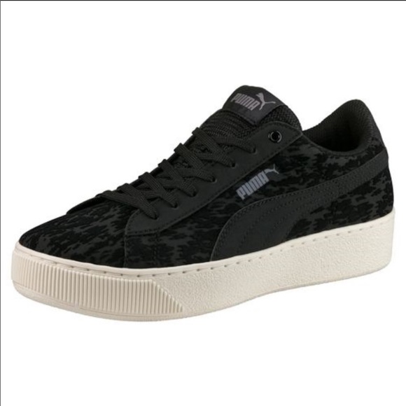Puma Shoes - Puma Vikky black suede platforms size 6.5